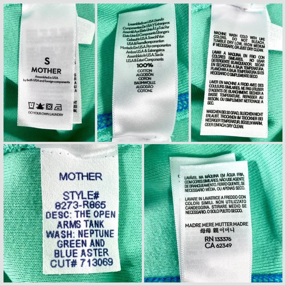 Mother The Open Arms Tank Top Neptune Green And Blue Aster XS M NWT - Picture 12 of 16
